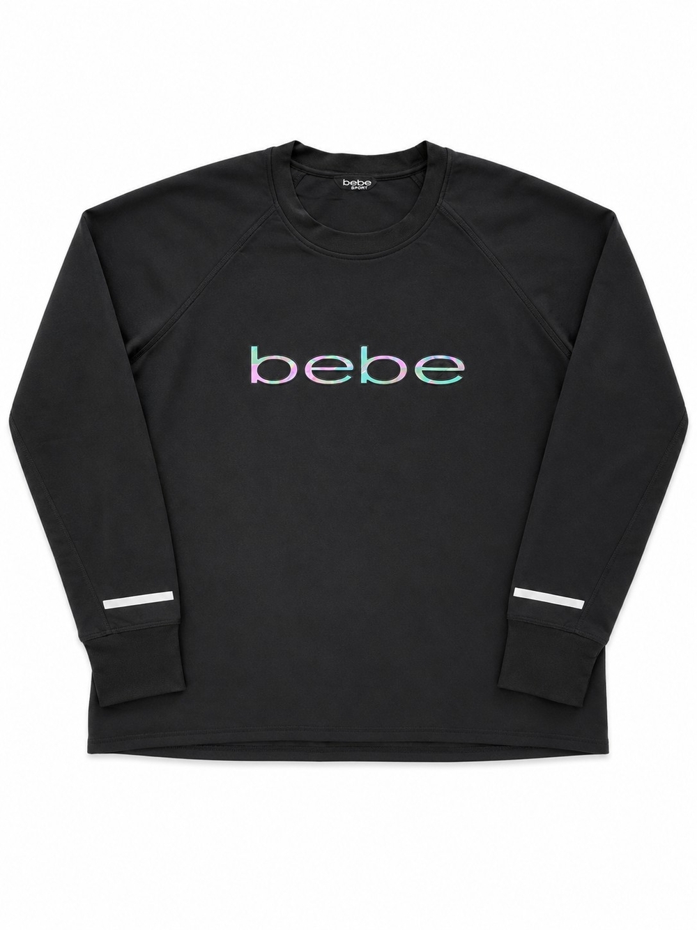 bebe Black Long Sleeve Crewneck Sweatshirt Size 2XL